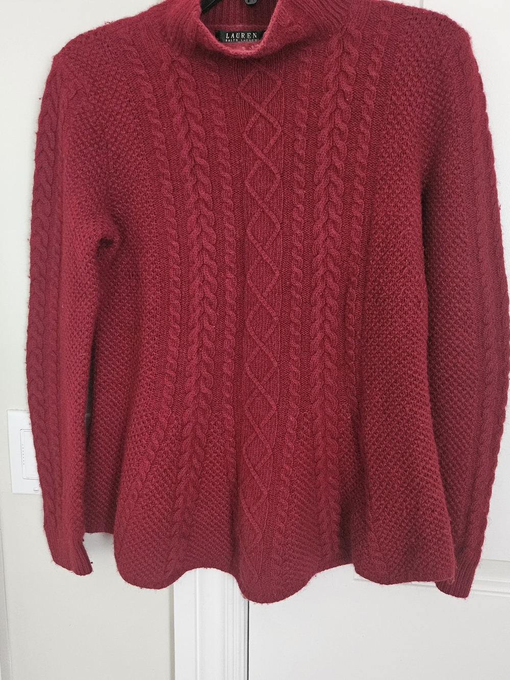 Lauren Ralph Lauren Cozy Red Cable-Knit Women's Sweater, Wool/Cashmere Size M